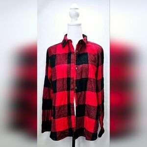 Medium Old Navy Red Plaid Flannel Top